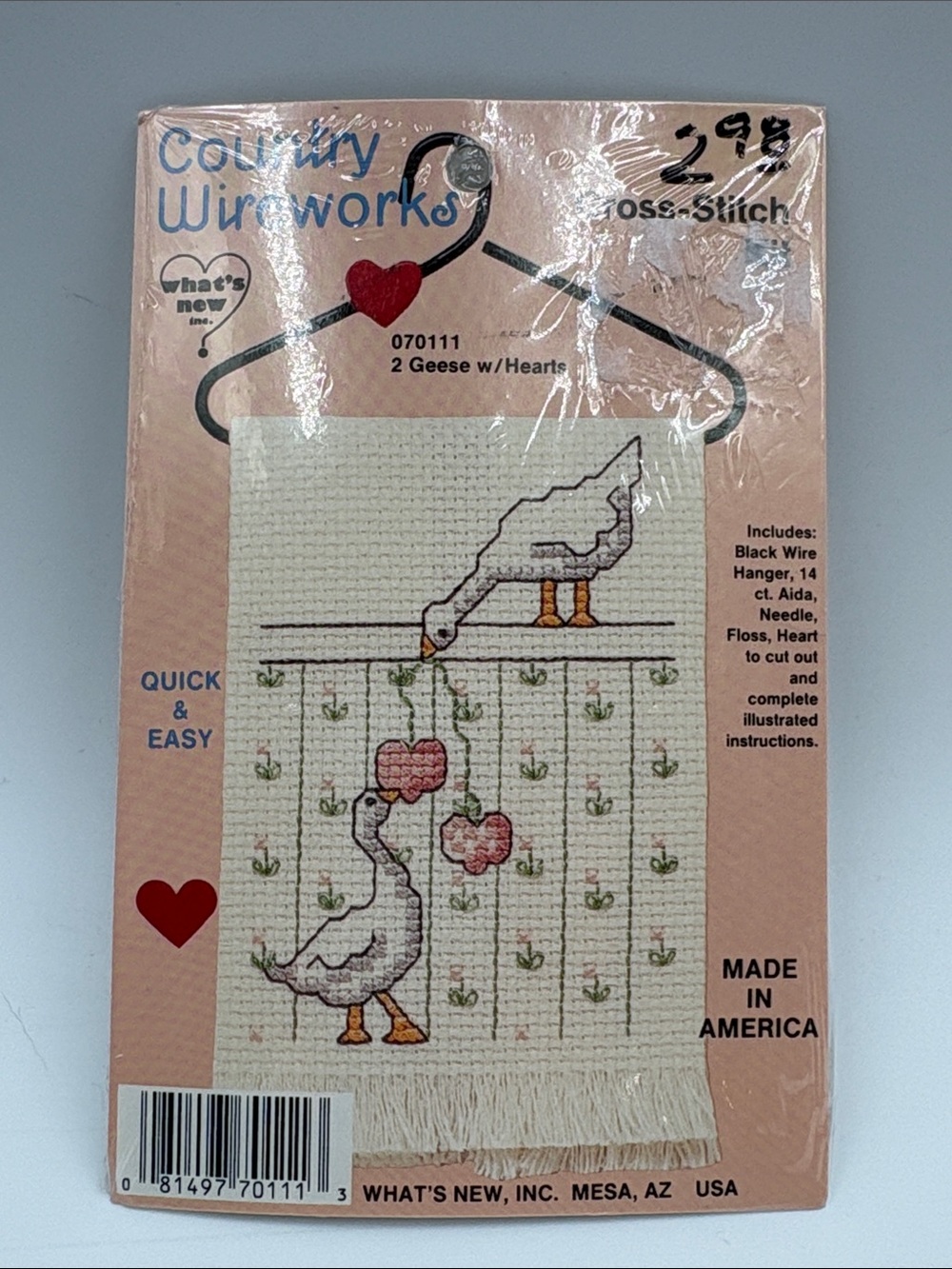 Vintage Country Wireworks Mini Geese Hearts Cross Stitch Ornament Kit Sealed USA
